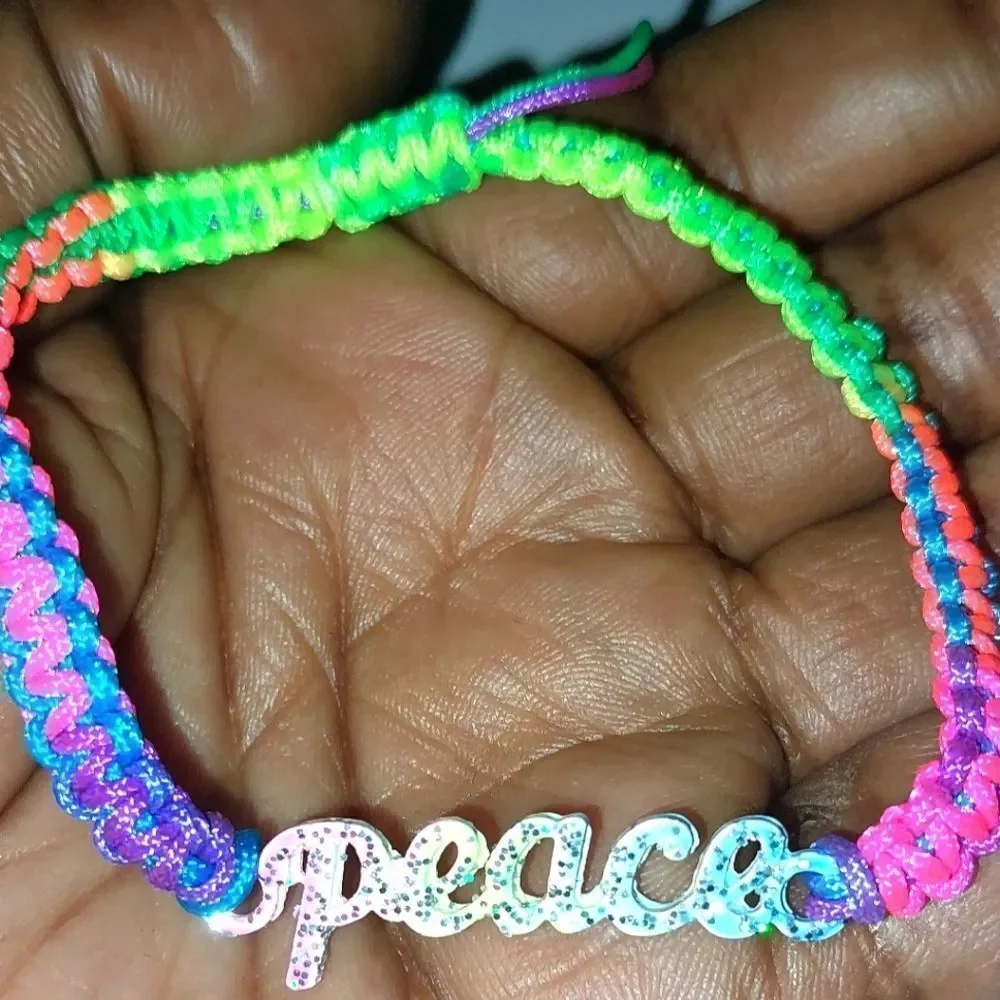 Kids Rainbow Super Cute Girls Peace Bracelet - Picture 6 of 6